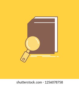 Analysis, data, financial, market, research Flat Line Filled Icon. Beautiful Logo button over yellow background for UI and UX, website or mobile application