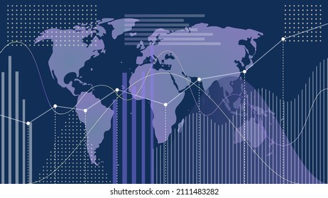 Analysis data, Graph, Annotation.
Concept template for Growth, marketing, analysts, finance against the background of the world map. Business finance graphic chart, vector design.