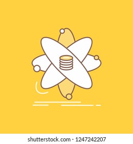 Analysis, data, information, research, science Flat Line Filled Icon. Beautiful Logo button over yellow background for UI and UX, website or mobile application