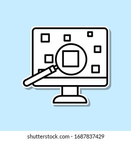 Analysis Data, Machine Sticker Icon. Simple Thin Line, Outline Vector Of Artifical Intelligence Icons For Ui And Ux, Website Or Mobile Application