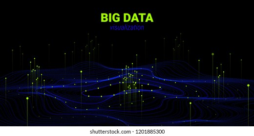 Analysis of Data Stream. Fractal 3d Visualization. Digital Big Data Sorting. Cosmic Wave Illustration with Distortion and Motion. Vector Fractal Element. Technology Background with Futuristic System.