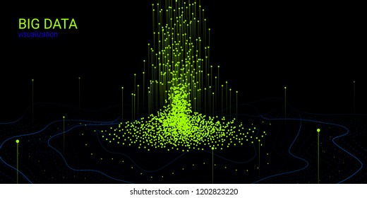 Analysis of Data Stream. Fractal 3d Visualization. Digital Big Data Sorting. Cosmic Wave Illustration with Distortion and Motion. Vector Fractal Element. Technology Background with Futuristic System.