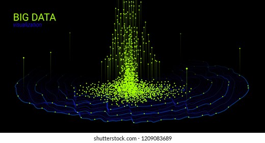 Analysis of Data Stream. Fractal 3d Visualization. Digital Big Data Sorting. Cosmic Wave Illustration with Distortion and Motion. Vector Fractal Element. Technology Background with Futuristic System.