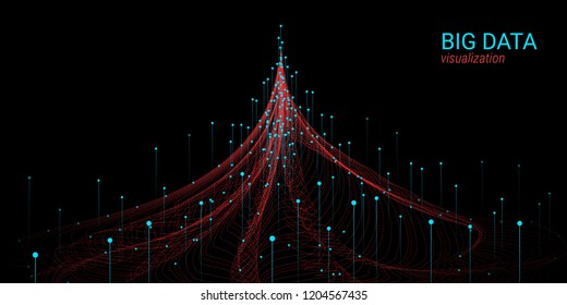 Analysis of Data Stream. Vector Fractal Element. Cosmic Wave Illustration with Distortion and Movement. Fractal 3d Visualization. Digital Big Data Sorting. Technology Background with Fractal System.