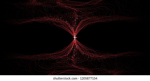 Analysis of Data Stream. Vector Fractal Element. Cosmic Wave Illustration with Distortion and Movement. Fractal 3d Visualization. Digital Big Data Sorting. Technology Background with Fractal System.