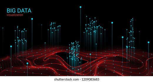 Analysis of Data Stream. Vector Fractal Element. Cosmic Wave Illustration with Distortion and Movement. Fractal 3d Visualization. Digital Big Data Sorting. Technology Background with Fractal System.