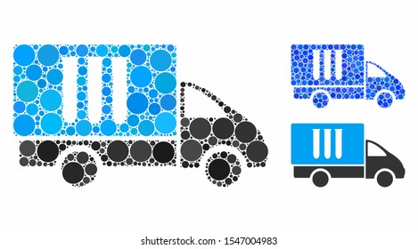 Analysis delivery mosaic of spheric dots in various sizes and color tones, based on analysis delivery icon. Vector dots are united into blue mosaic.