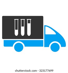 Analysis Delivery vector icon. Style is bicolor flat symbol, blue and gray colors, rounded angles, white background.