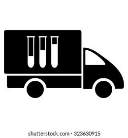 Analysis Delivery vector icon. Style is flat symbol, black color, rounded angles, white background.