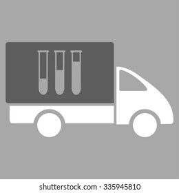 Analysis Delivery vector icon. Style is bicolor flat symbol, dark gray and white colors, rounded angles, silver background.