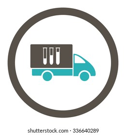 Analysis Delivery vector icon. Style is bicolor flat rounded symbol, grey and cyan colors, rounded angles, white background.