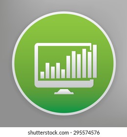 Analysis design icon on green button, clean vector