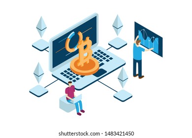 analysis of the development of bitcoin or digital money with the concept of flat isometric
