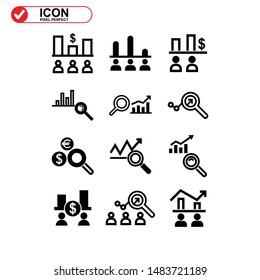 analysis diagram icon isolated sign symbol vector illustration. analysis diagram icon Black Color with Perfect pixel. 
