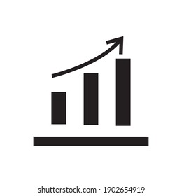 Analysis diagram with upgoing arrow icon vector isolated on white background. 