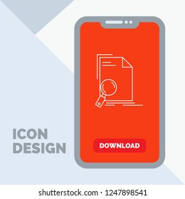 Analysis, document, file, find, page Line Icon in Mobile for Download Page
