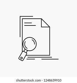 Analysis, document, file, find, page Line Icon. Vector isolated illustration