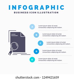 Analysis, document, file, find, page Infographics Template for Website and Presentation. GLyph Gray icon with Blue infographic style vector illustration.