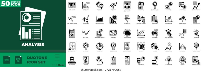 Conjunto de iconos editables de duotono de análisis