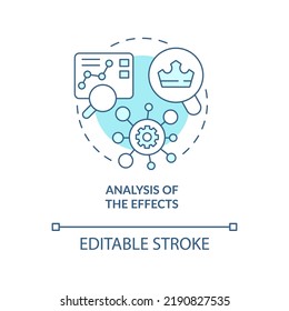 Analysis of effects turquoise concept icon. Impact forecast. Trends management abstract idea thin line illustration. Isolated outline drawing. Editable stroke. Arial, Myriad Pro-Bold fonts used