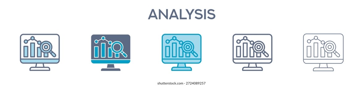 Analysis Element For Design Graphic - Multi Styles. Vector Illustration Of Two Colored And Black. Multiple Icons Designs Can Be Used For Mobile, Ui, Web