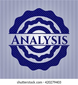 Analysis emblem with denim high quality background