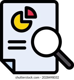 Icono de línea de color de búsqueda de archivo de análisis 