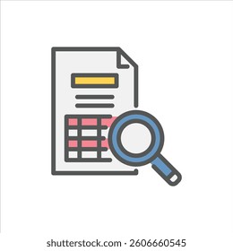 analysis filled outline icon. analytic color line illustration.