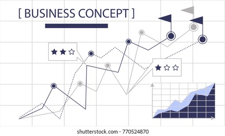 Analysis Finance Graph Financial Business Vector sketch line illustration on white background.