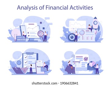 Analysis Financial Activities Set Business Character Stock Vector ...