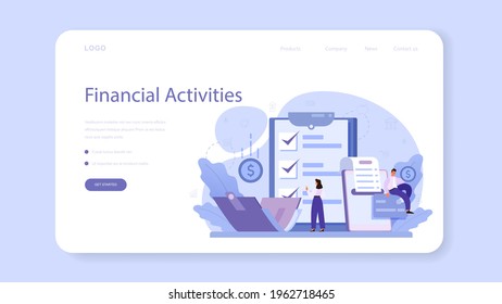 Analysis of financial activities web banner or landing page.