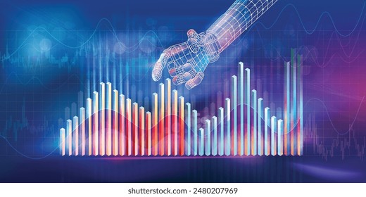 Analysis of financial market and stock market data, stock charts, and investment concepts.