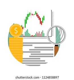 Analysis financial stock. Icon for Exchange application. Vector illustration
