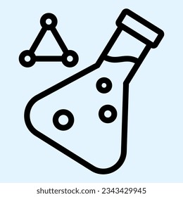 Analysis flask line icon. Test tube with analyze germs or bacteria outline style pictogram on white background. Covid-19 lab test mobile concept web design. Vector graphics.