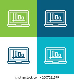 Análisis Plano de cuatro colores conjunto de iconos mínimo