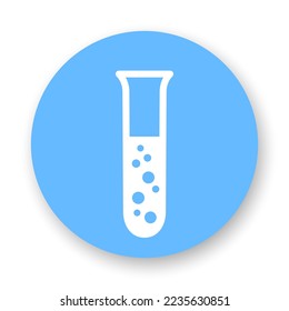 Analysis flat icon. Vector element of white color on blue background. Best for print, package, mobile apps, UI and web design.