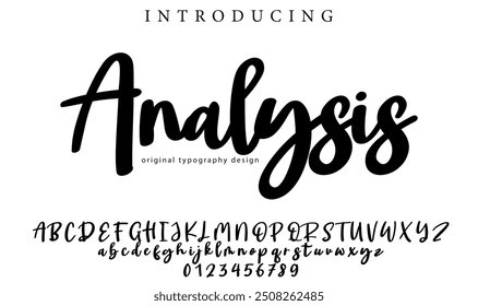 Analysis Font Stylish brush painted an uppercase vector letters, alphabet, typeface