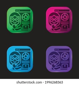 Analysis four color glass button icon