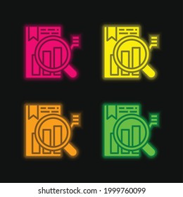 Analysis four color glowing neon vector icon