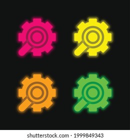 Analizar el icono del vector de neonato brillante de cuatro colores
