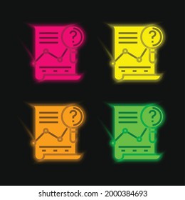 Analizar el icono del vector de neonato brillante de cuatro colores