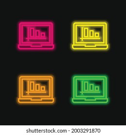 Analysis four color glowing neon vector icon