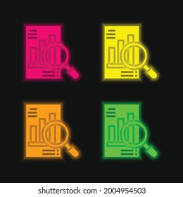 Analysis four color glowing neon vector icon