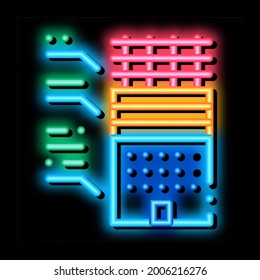 analysis of functions of parts of residential building neon light sign vector. Glowing bright icon analysis of functions of parts of residential building sign. transparent symbol illustration