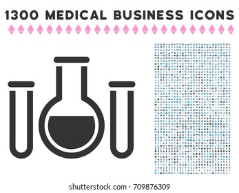 Analysis Glassware gray vector icon with 1300 medicine commerce icons. Set style is flat bicolor light blue and gray pictograms.