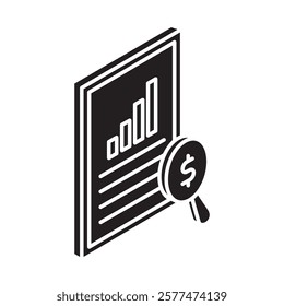 Analysis glyph isometric 3D. use for modern concept, print, UI, UX kit, web and app development. Vector EPS 10, related to education, business, finance, investment.