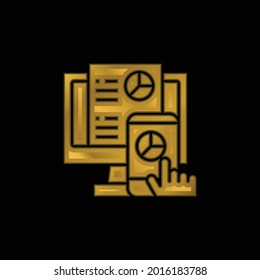Analysis gold plated metalic icon or logo vector