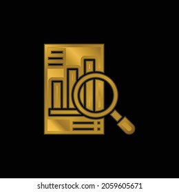 Análisis de icono metálico chapado en oro o vector de logotipo
