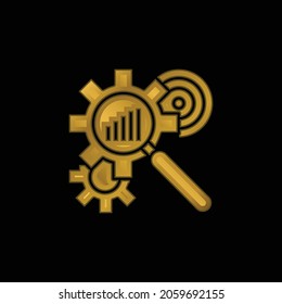 Analysis gold plated metalic icon or logo vector