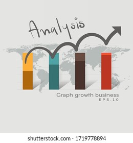 Análisis del negocio de gráficos. El desarrollo empresarial para el éxito y el concepto de crecimiento creciente. Entorno abstracto del crecimiento de las empresas. Puntee en el gráfico de flecha del plan de crecimiento futuro corporativo.